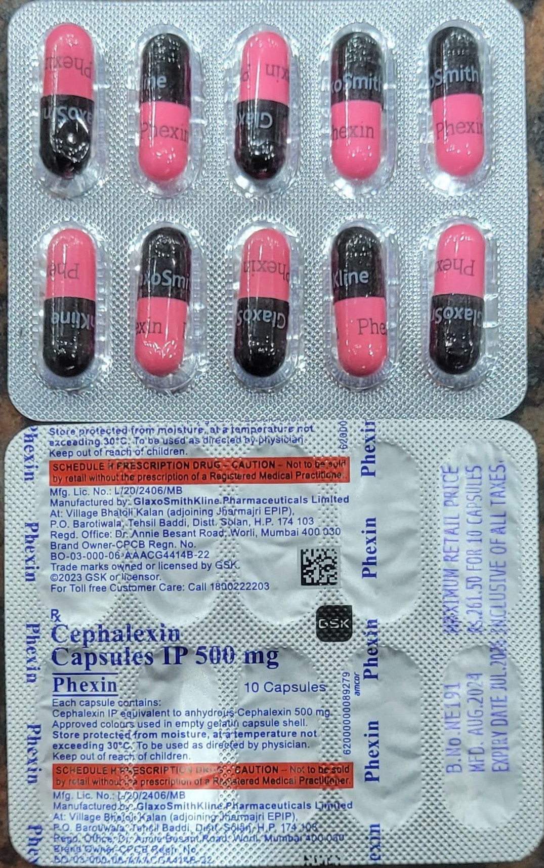 Phexin 500mg capsules